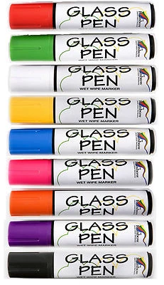 LARGE WINDOW PENS - USED FOR WRITING WINDOWS, GLASS WET WIPE WITH A DAMP CLOTH