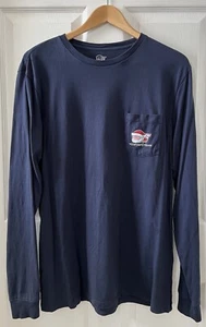 Vineyard Vines Langarmshirt blau Urlaub Santa Wal Grafikdruck Erwachsene M - Bild 1 von 17