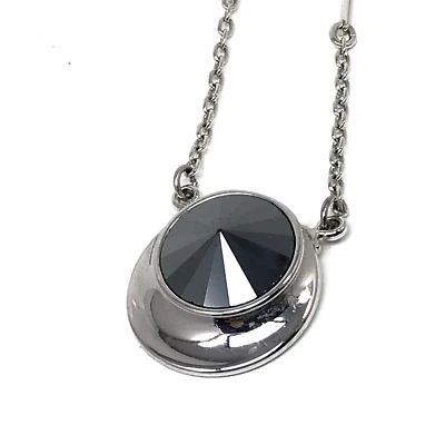 Vintage 1971 Sarah Coventry LIQUID LIGHTS Necklace Gray Rivoli Crystal Pendant - Image 1 of 4