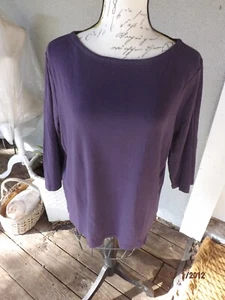 Chico's, aubergine lila Baumwolle 3/4 Arm Top, Gr. 3 - Bild 1 von 4