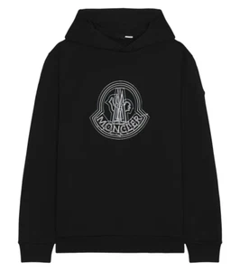 NUOVO Moncler nero stampa logo felpa con cappuccio motivo taglia Large J10918G00038809KR - Foto 1 di 7
