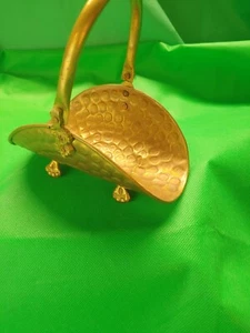 VTG MINI Hammered Brass Fireplace Log Firewood Holder Claw Feet. 6.5" - Picture 1 of 9