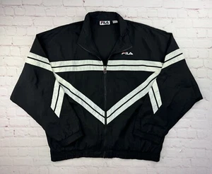 90's Vintage FILA Nylon Windbreaker Jacket Black/White Men's Size XXL - Picture 1 of 12