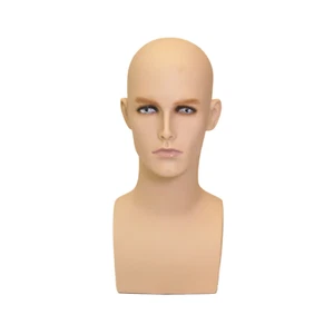 Adult Mens Realistic Fiberglass Fleshtone Mannequin Head Display - Picture 1 of 3