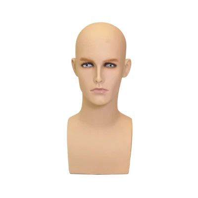 Adult Mens Realistic Fiberglass Fleshtone Mannequin Head Display - Image 1 of 3
