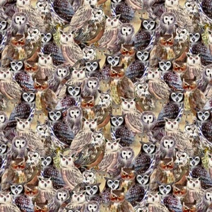Wild Wonder Digital Packed Owls Y4074-55 Multi Color fabric BTHY Sue Zipkin - Picture 1 of 3