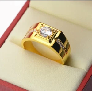 STYLISCHE MODISCHE HERRENRINGE GOLD SILBER ZIRKON EHERINGE BESONDERER ANLASS - Bild 1 von 5