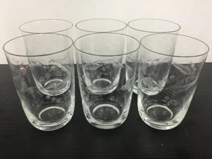 VINTAGE Drinking Glasses Tumblers - Etched Floral Design x 6 - Picture 1 of 4