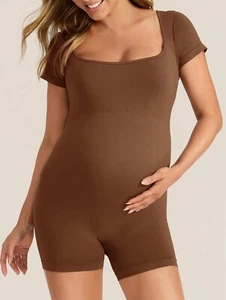 Maternity Sleeveless Stretchy Bodysuit, Maternity One piece Romper Jumpsuit - Picture 1 of 4