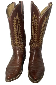 Botas de Vaquero Tony Lama De Colección Hombres - Talla 9D Marrón Dorado Costuras Hechas en El Paso - Imagen 1 de 18