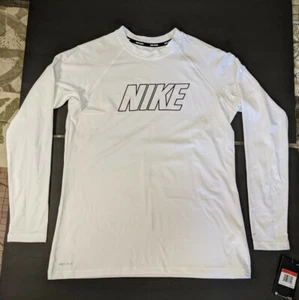 NWT Nike Swim Shirt Rash Guard Long Sleeve White Womens Medium NESS9383-100 - Picture 1 of 6