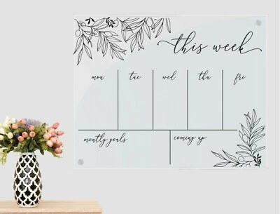 Acrylic Calendar Modern Family Planner Dry Erase Clear Board Home Decor UK - Image 1 of 4