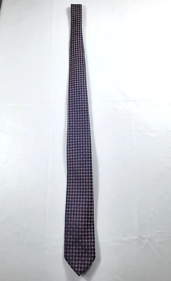 Gravata masculina Alexander Julian Colours geométrica azul vermelho branco 100% seda - Imagem 1 de 4