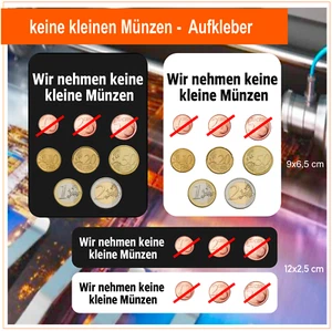 keine kleine Münzen - Premium Aufkleber 4 Stück - Picture 1 of 2