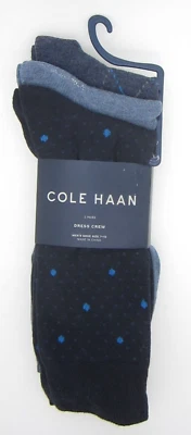 Cole Haan Hombres Calcetines Paquete 3 Pares Zapatos 7-12 en Azul Lunares y Argyle Foto 1 de 4