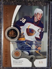 2005-06 SP Game Used BRAYDON COBURN Bronze Rookie AUTO #109 3/5 Thrashers!