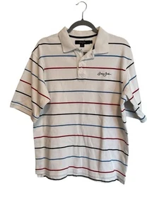 Sean John Shirt Mens Size L White Striped Short Sleeve Polo Hip Hop Cotton Y2K - Picture 1 of 6