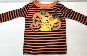 Pokemon Halloween Pumpkin Orange Striped Shirt Size 6 - Picture 1 of 5