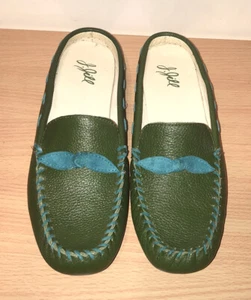 J. Jill Women's Andie Green Leather Slip-on Flat Loafers/Shoes/ Mules Size 6 M - Picture 1 of 8
