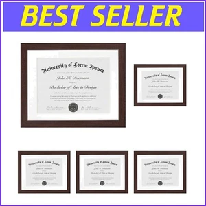 Elegant 11x14 Mahogany Diploma Frame with Shatter-Resistant Glass - Pack of 5 - Picture 1 of 9