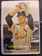 1957 Topps Baseball Card #359 Tom Cheney St. Louis Cardinals, VG (crease)