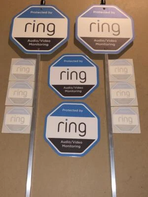 2 - New Ring Security Yard Sign w/ 4 Decals & 2 Laminated Signs