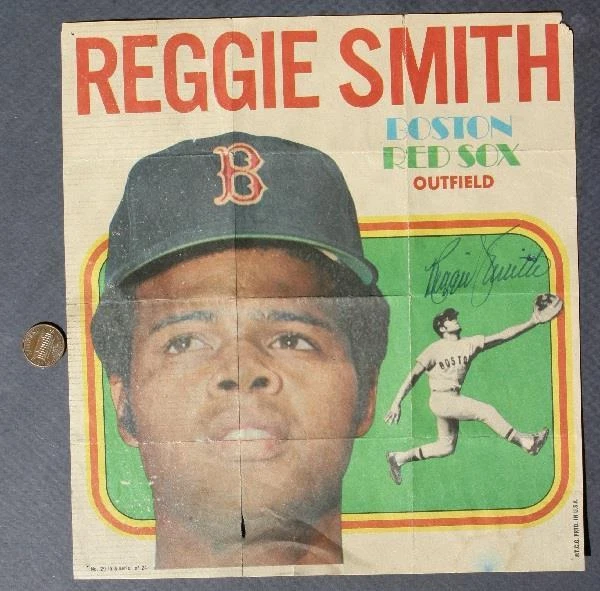 1966-73 年波士顿红袜队明星雷吉·史密斯亲笔签名 1970 年 Topps 插入海报 -- — 第 1/1 张图片