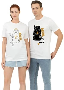 Valentines Day Couple Matching Pack T Shirt Devil Angel Valentines Day Gifts Top - Picture 1 of 4