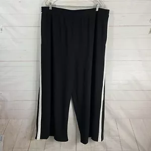 Eloquii Womens Pull On Wide Leg Track Pants With Side Stripe Plus 22/24 Black - Picture 1 of 15