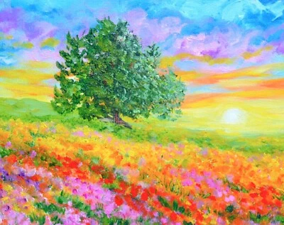 Tarjeta coleccionable de artista ACEO IMPRESIÓN arte árbol solitario (2,5" x 3,5") firmada por artista Foto 1 de 4