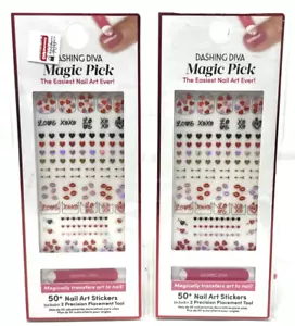 (2) Dashing Diva Magic Pick Nail Art Stickers Sealed MK43 - Love U 4ever - Picture 1 of 3