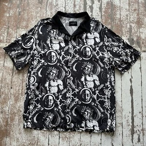 Saint Morta Mad God Shirt Mens XL Black White Graphic Print Short Sleeve Viscose - Picture 1 of 9