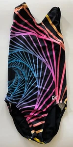 GK gymnastics leotard, sleeveless, size AS, cool rainbow geometric pattern - Picture 1 of 7