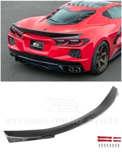 For 20-Up Corvette C8 | HYDRO-DIPPED CARBON FIBER Rear Ducktail Wing Spoiler - Picture 1 of 22