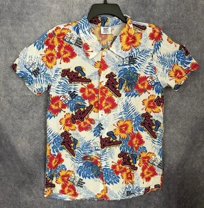 Flying Chanclas San Antonio SAWS Button Down Hibiscus Hawaiian Shirt Mens Sz M - Picture 1 of 8
