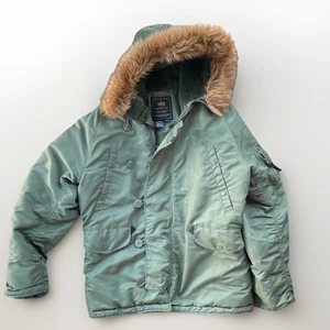 Parka Alpha Industries N 3B M verde clima frío extremo piel snorkel capucha - Imagen 1 de 9