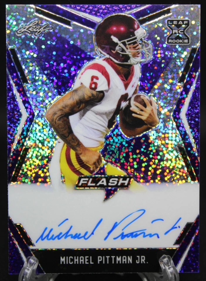 2020 Leaf Flash Michael Pittman Jr Purple Sparkle 6/25 Trojans Colts #BA-MPJ - Image 1 of 3