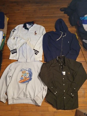 Lot 4 Polo RALPH LAUREN Mens Sz MED Hooded Pullover Sweatshirts Polo Shirt Rugby - Image 1 of 4