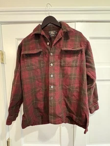 VINTAGE RRL Double Ralph Lauren Shirt Flannel Sz M Plaid Wool Loop Collar USA - Picture 1 of 3
