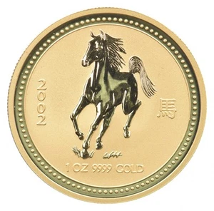 2002 Australia 100 Dollars Gold Year Of The Horse 1 Oz Gold *9115 - Picture 1 of 3