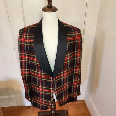 Brooks Brothers Tartan Plaid Dinner Jacket Tuxedo Smoking Shawl Regent 44L 44  - Image 1 of 4