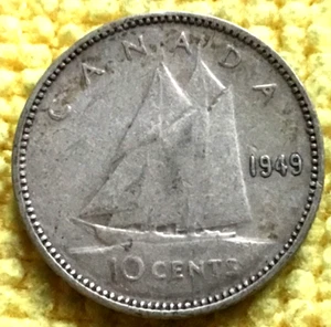 1949 Kanada 10 Cent 80% Silber KM #43 - Bild 1 von 2