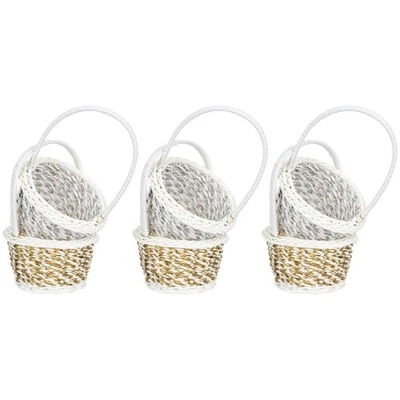 6 Pcs Hand Knitting Fruit Baskets Multi-functional Storage Baskets Woven Basket - Image 1 of 4