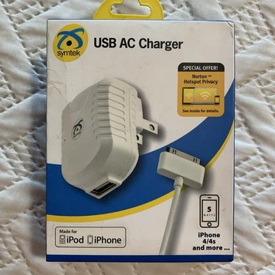 CARGADOR AC USB Symtek iPod/iPhone 1 AMP, 1M 3.2 PIES Foto 1 de 4