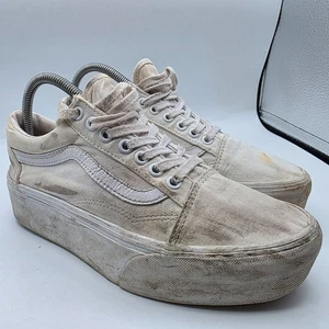 Vans Old Skool Platform Womens Size 8.5 Triple White Athletic Shoes Walking - Picture 1 of 15