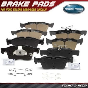 8x Front & Rear Ceramic Brake Pads w/ Hardware for Ford Escape 2020-2022 Lincoln - Picture 1 of 8