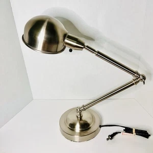 Vintage große Nickel 3 Wege Doppel Gelenk Arm Art Deco Schreibtischlampe Leuchte - Bild 1 von 12