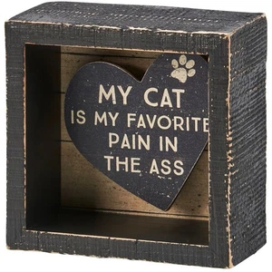 My Cat Is My Favorite Pain 4" Wooden Box Sign - Picture 1 of 4