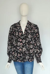 Witchery Size 12 Black Floral Long Sleeve Relaxed Fit Tunic Blouse Top - Bild 1 von 9