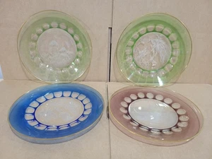 Platos de vidrio corte bohemio Moser Den Matek - verde, azul, rojo - juego de 4 - Imagen 1 de 9